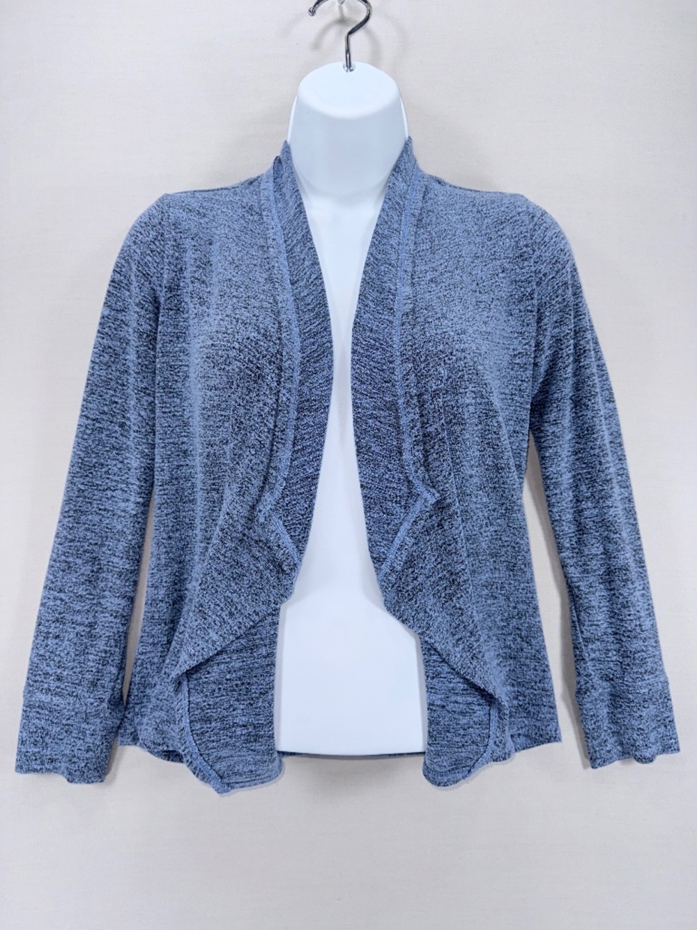 C9 Champion Girls Open Front Draped Waterfall Cardigan Size M (7-8) Blue Marled